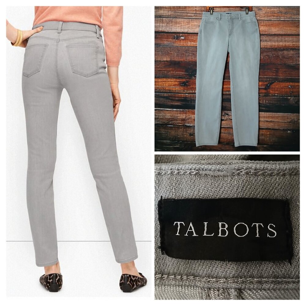 Talbots Jeans 8 Curvy Slim Ankle Light Gray Denim Stretch Mid Rise